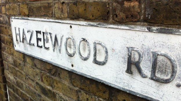 Hazelwood Road sign