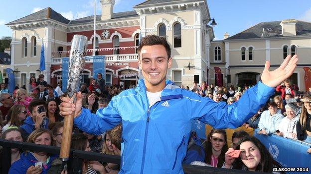 Tom Daley brought the baton back to the British Isles