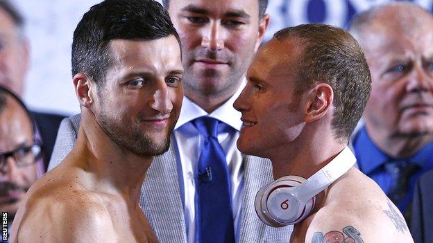 Carl Froch and George Groves at Friday's weigh-in