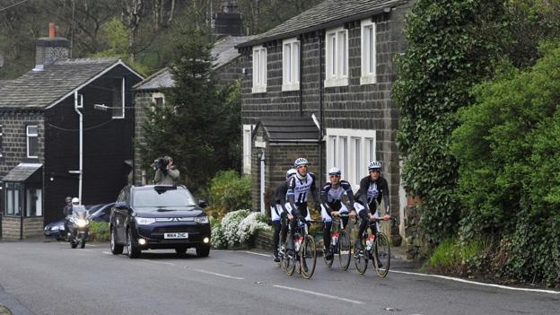 Cyclists training on Tour de France route