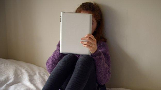 Girl using tablet