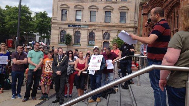 About 100 people attend the rally in Derry