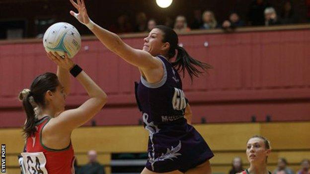 Wales against Scotland in netball's Northern Cup final