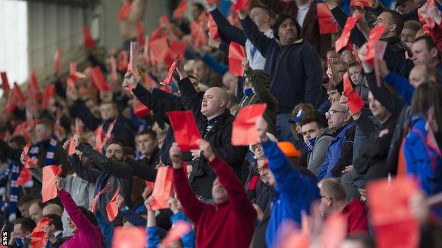 Rangers fans protest against the Ibrox board