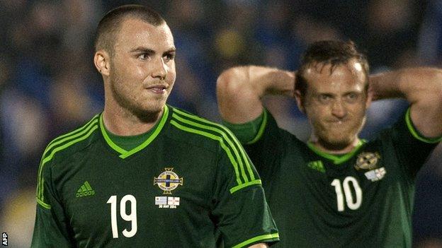 Luke McCullough with Northern Ireland team-mate Sammy Clingan