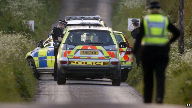 Police car near scene of the incident