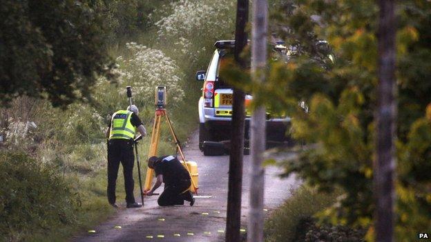 Police working at the scene