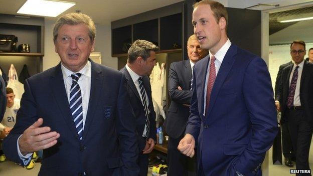 Prince William (right) with England manager Roy Hodgson (left)