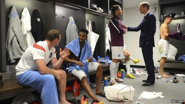 Wayne Rooney (left) Daniel Sturridge (centre) Frank Lampard (centre) Prince William (right)