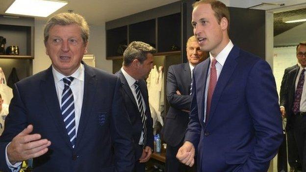 Prince William (right) with England manager Roy Hodgson (left)