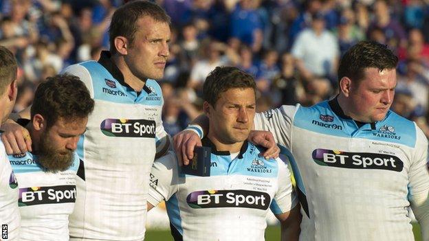 Glasgow skipper Al Kellock and Chris Cusiter after the defeat to Leinster