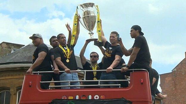 Northampton Saints with trophy