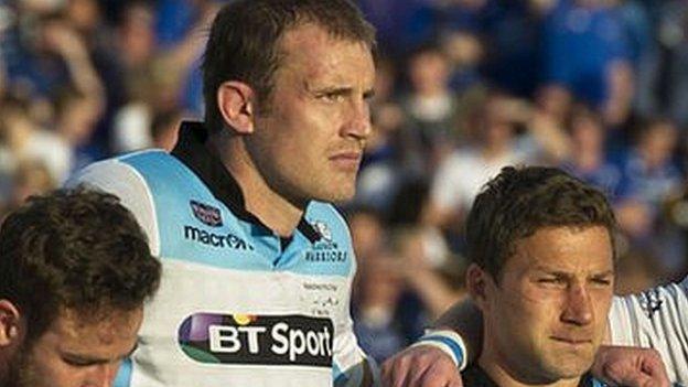 Glasgow skipper Al Kellock and Chris Cusiter after the defeat to Leinster