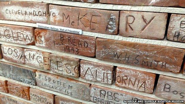 Bricks with names of American servicemen at Ditchingham Maltings