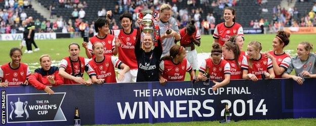 Arsenal celebrate winning the FA Cup