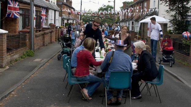 Street party celebrating Royal Wedding of Kate Middleton and Prince William