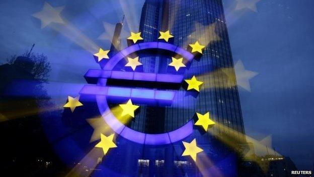 Euro sign in front of ECB headquarters