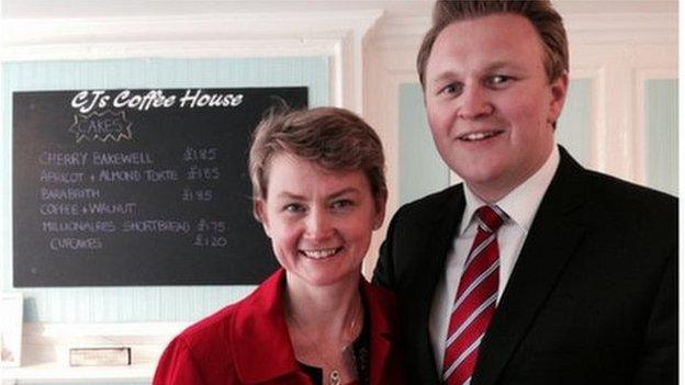 Labour candidate Mike Payne with shadow home secretary Yvette Cooper