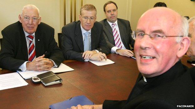 Mr Paisley leading a DUP delegation to meet Catholic Archbishop Sean Brady