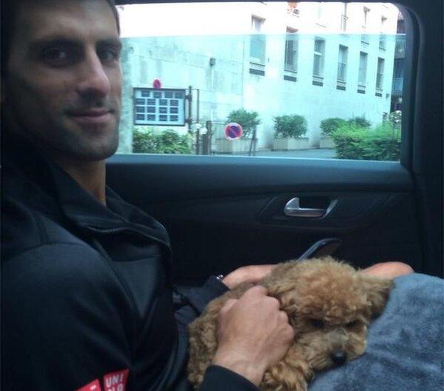 Novak Djokovic and dog