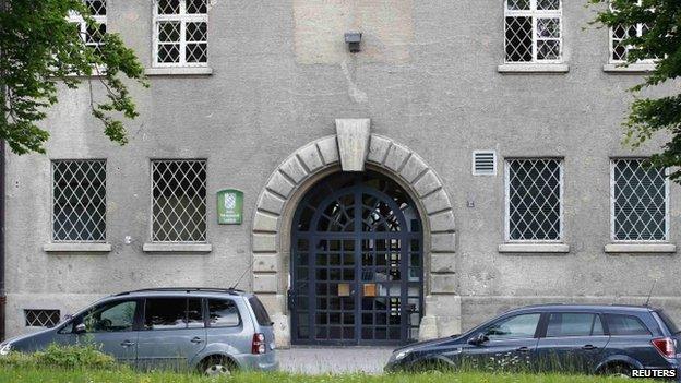 Cars parked outside Landsberg am Lech prison