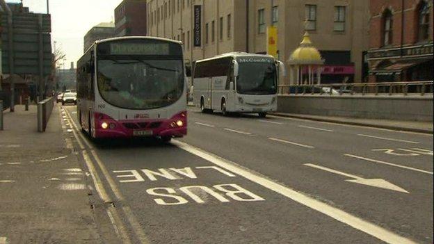 Bus lane in Belfast city centre