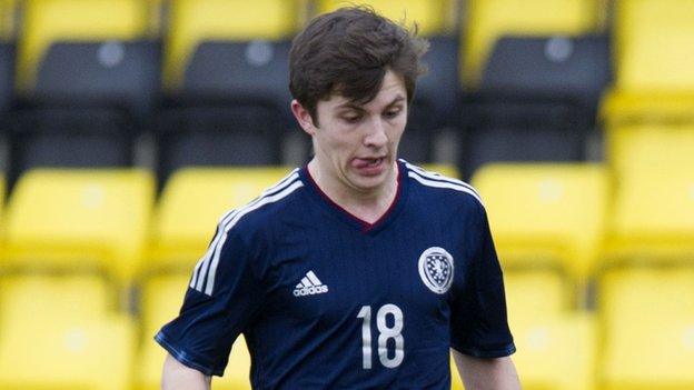 Charlie Telfer in action for Scotland Under-19s