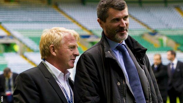 Former Celtic manager Gordon Strachan and Roy Keane at Celtic Park