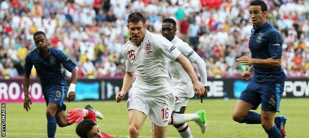 James Milner playing for England