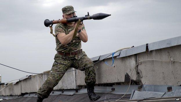 Pro-Russian separatist in Luhansk. 2 June 2014