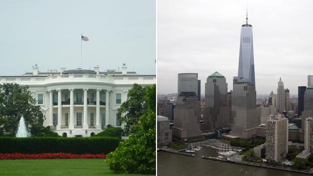 White House and Manhattan financial district