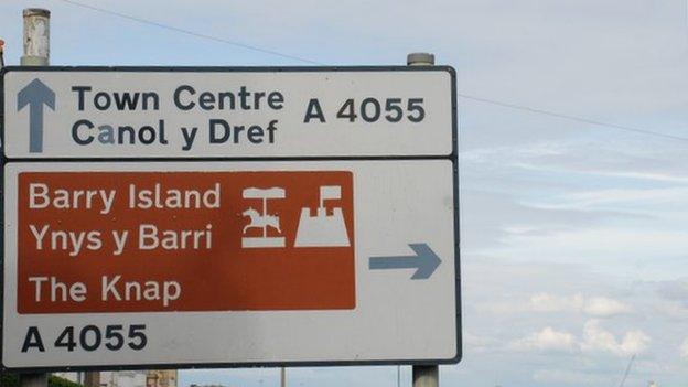 Road sign in Barry