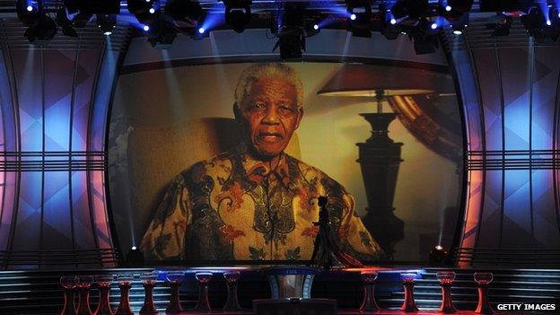 Nelson Mandela at the World Cup draw 2009