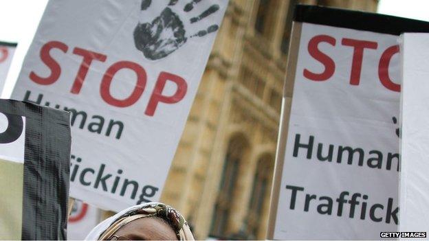 Demo outside parliament on Anti-slavery Day 2013