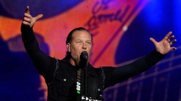 James Hetfield on stage at the BBC Radio Theatre