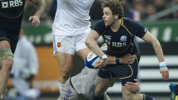 Ruaridh Jackson in action for Scotland