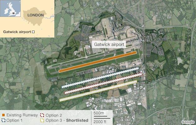 Map: Gatwick options