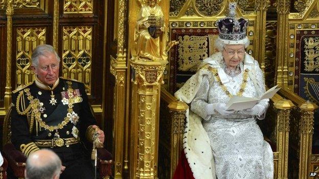 The Queen delivering her speech in 2013