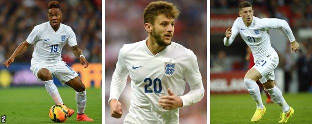 England trio Raheem Sterling, Adam Lallana and Ross Barkley