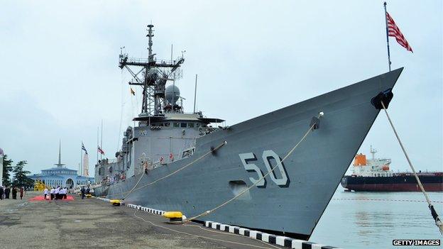 In this handout photo provided by the U.S NAvy, The guided-missile frigate USS Taylor (FFG 50) is docked for a scheduled port visit on May 8, 2014