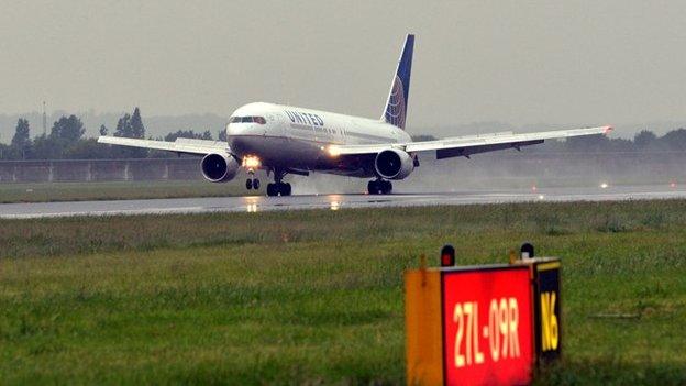 The first flight lands at Heathrow Terminal 2