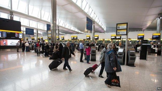 Passengers at Heathrow Terminal 2