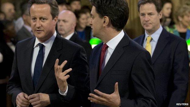 David Cameron, Ed Miliband and Nick Clegg