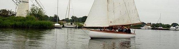 Sailing boat on Norfolk Broads