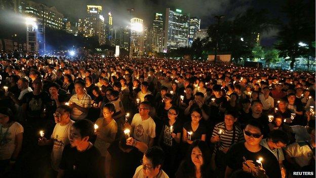 Candlelight vigil at Hong Kong's Victoria Park on 4 June 2014