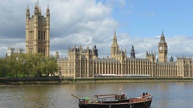 A view of the Houses of Parliament from the Thames