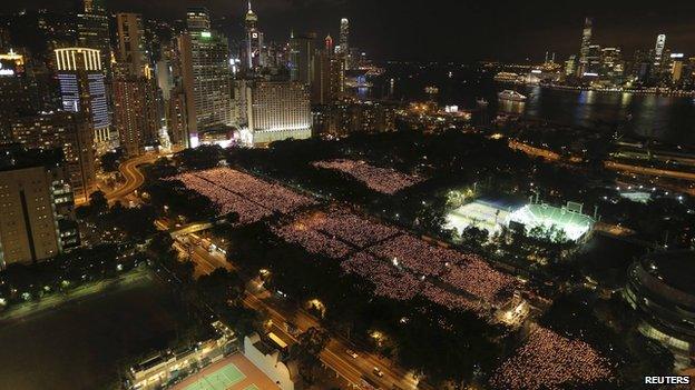 Candlelight vigil at Hong Kong's Victoria Park on 4 June 2014