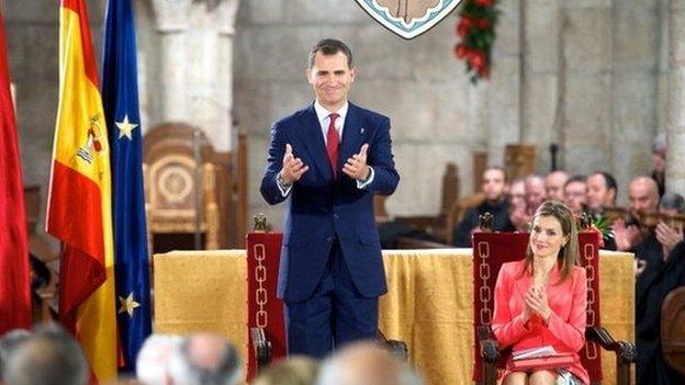 Prince Felipe and Princess Letizia appear for the first time since the announcement of King Juan Carlos of Spain's abdication