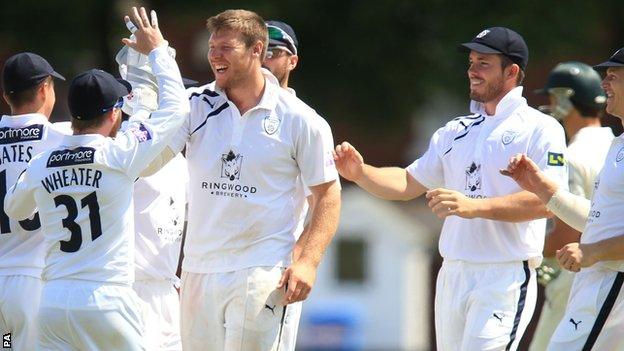 Hampshire celebrate a wicket