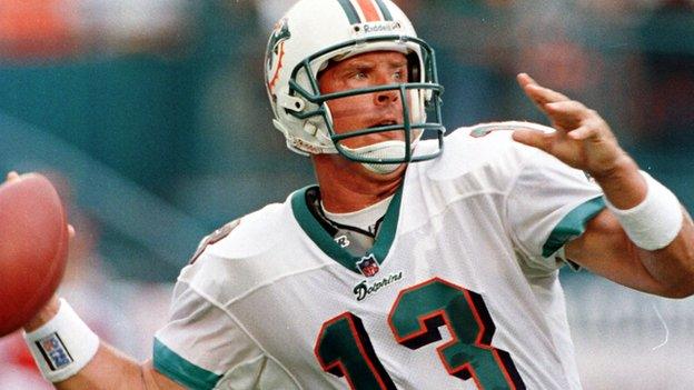 A photograph of quarterback Dan Marino from his days as an NFL star.